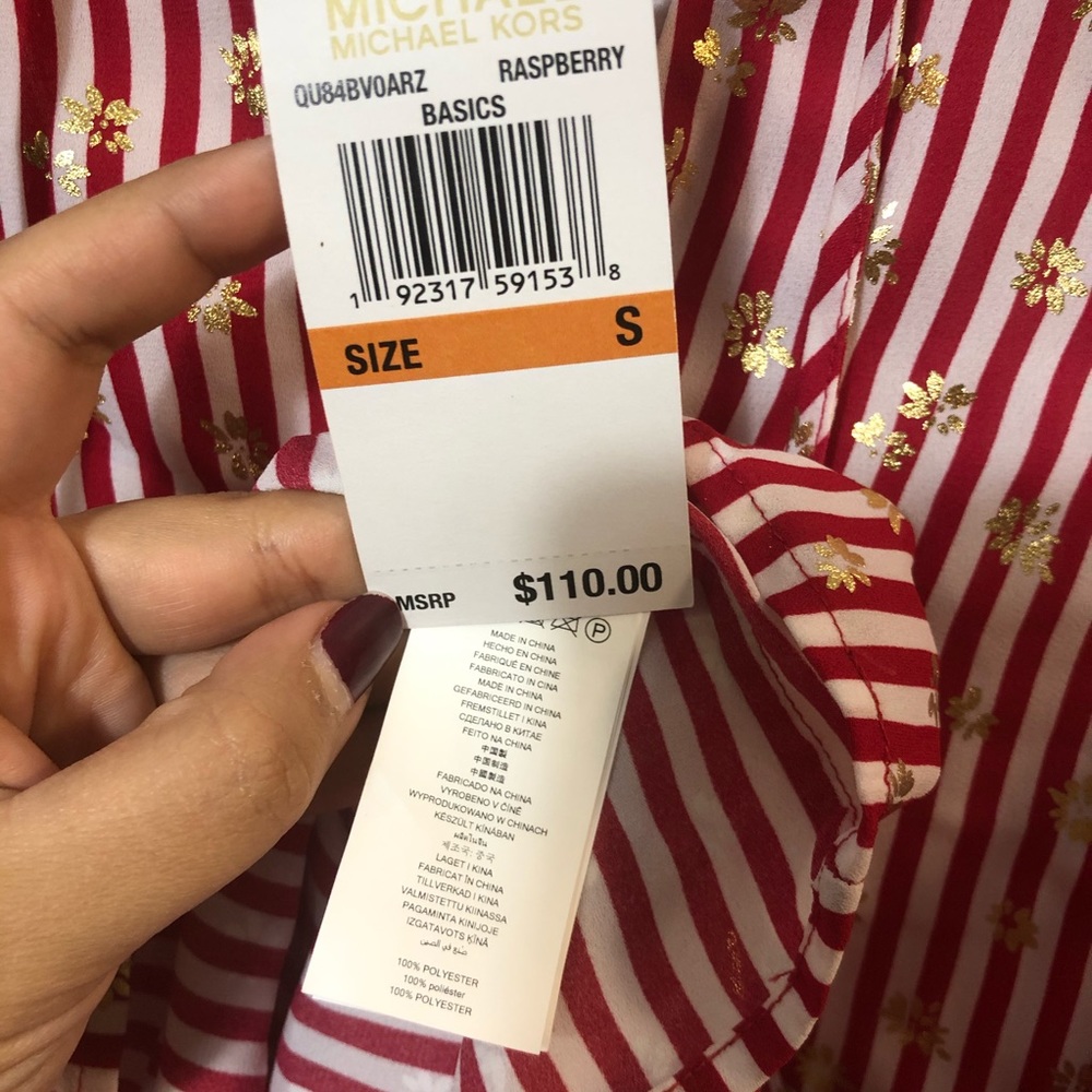 Michael Kors Striped Raspberry Blouse - Picture 4 of 6